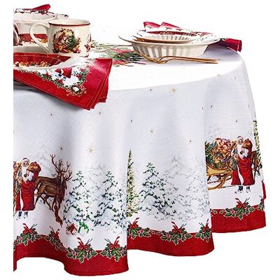 Villeroy & Boch Elrene Home Fashions Toy's Fantasy Holiday/Christmas Santa Winter Woodland Engineered Fabric Tablecloth, 152,4 x 213,4 cm, oval, Mehrfarbig Villeroy & Boch Elrene Home Fashions Toy's Fantasy Holiday/Christmas Santa Winter Woodland Engineered Fabric Tablecloth, 152,4 x 213,4 cm, oval, Mehrfarbig