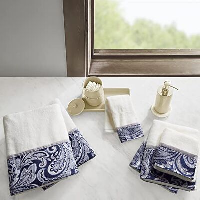 Madison Park Aubrey Luxuriöses BadetuchSet aus 100% Baumwolle sehr saugfähig schnell trocknend JacquardPaisleyDesign Hotel und SpaQualität für BadezimmerDekoration mehrere Größen Marineblau Madison Park Aubrey Luxuriöses BadetuchSet aus 100% Baumwolle sehr saugfähig schnell trocknend JacquardPaisleyDesign Hotel und SpaQualität für BadezimmerDekoration mehrere Größen Marineblau