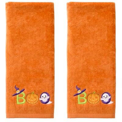 SKL Home Halloween Boo Handtuch-Set für Bad/Küche/Bar & Geschenk, Orange, 2 Stück SKL Home Halloween Boo Handtuch-Set für Bad/Küche/Bar & Geschenk, Orange, 2 Stück