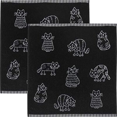KRACHT Frottier-Geschirrtuch 2er-Pack Baumwolle Katzen Größe 50x50 cm KRACHT Frottier-Geschirrtuch 2er-Pack Baumwolle Katzen Größe 50x50 cm