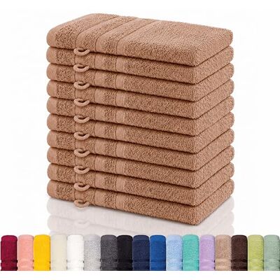 Lavea ® 10er Set Waschhandschuh 15x21 cm – Cappuccino 100% Baumwolle, weicher Frottee Waschlappen, saugstark, hautfreundlich, waschbar, Frottierserie Elena Lavea ® 10er Set Waschhandschuh 15x21 cm – Cappuccino 100% Baumwolle, weicher Frottee Waschlappen, saugstark, hautfreundlich, waschbar, Frottierserie Elena
