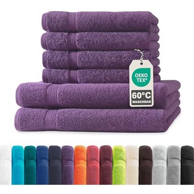 Müskaan ® 6er Handtuch Set Lila, 100% Baumwolle, 500g/m² – 2X Duschtuch 70x140cm & 4X Handtuch 50x100cm – Öko-Tex, Frottee Handtücher Set Baumwolle, Handtuchset Lila, 60°C waschbar, Frotteetücher Müskaan ® 6er Handtuch Set Lila, 100% Baumwolle, 500g/m² – 2X Duschtuch 70x140cm & 4X Handtuch 50x100cm – Öko-Tex, Frottee Handtücher Set Baumwolle, Handtuchset Lila, 60°C waschbar, Frotteetücher