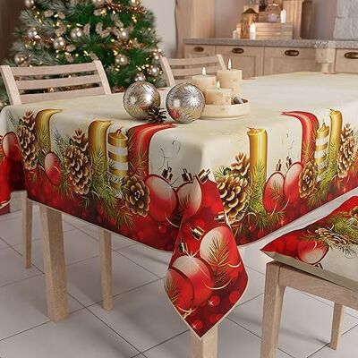 PETTI Artigiani Italiani Petti Weihnachtstischdecke Tischdecke 140 x 360 cm, rechteckig, schmutzabweisend & fleckenabweisend, Pflegeleichte Mikrofaser mit Motiv Kerzen, ideal für Advent & Weihnachten PETTI Artigiani Italiani Petti Weihnachtstischdecke Tischdecke 140 x 360 cm, rechteckig, schmutzabweisend & fleckenabweisend, Pflegeleichte Mikrofaser mit Motiv Kerzen, ideal für Advent & Weihnachten