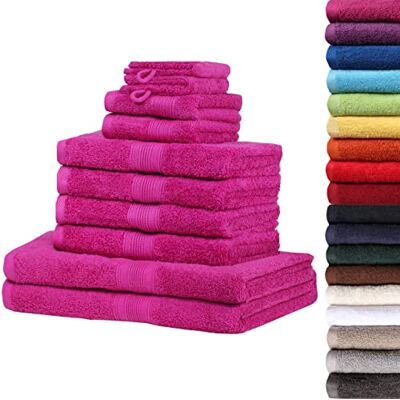 NatureMark 10 TLG. Frottier Handtuch-Set Verschiedene Größen 4X Handtücher, 2X Duschtücher, 2X Gästetücher, 2X Waschhandschuhe Premium Qualität (10 TLG. Frottier Set, Pink) NatureMark 10 TLG. Frottier Handtuch-Set Verschiedene Größen 4X Handtücher, 2X Duschtücher, 2X Gästetücher, 2X Waschhandschuhe Premium Qualität (10 TLG. Frottier Set, Pink)