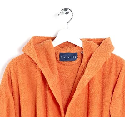 Caleffi Minorca Bademantel für Kinder Unisex mit Kapuze, aus 100% weichem Frottee, 400 g/m², maschinenwaschbar bei 40 °C + Trockner, Größe 6-8 Jahre, Farbe Orange Caleffi Minorca Bademantel für Kinder Unisex mit Kapuze, aus 100% weichem Frottee, 400 g/m², maschinenwaschbar bei 40 °C + Trockner, Größe 6-8 Jahre, Farbe Orange