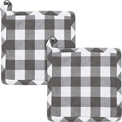 REDBEST Topflappen, Topfuntersetzer karo 2er-Pack, hitzebeständig, 100% Baumwolle grau Größe 20x20 cm praktische Schlaufe, strapazierstark und langlebig REDBEST Topflappen, Topfuntersetzer karo 2er-Pack, hitzebeständig, 100% Baumwolle grau Größe 20x20 cm praktische Schlaufe, strapazierstark und langlebig