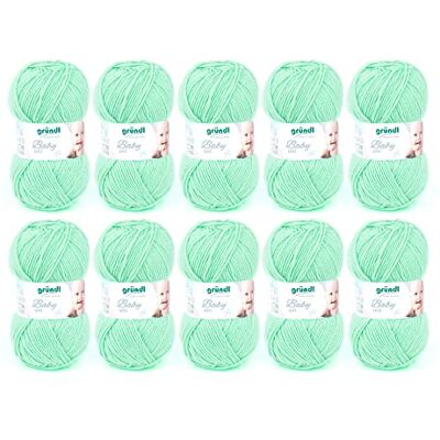 Gründl Wolle Baby uni Babywolle 10 Knäuel 50 g, Mint Gründl Wolle Baby uni Babywolle 10 Knäuel 50 g, Mint