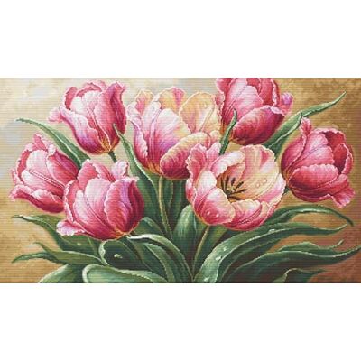 Luca-S Gobelin Stickpackung Graziöse Tulpen, Zählmuster, 35x20cm Luca-S Gobelin Stickpackung Graziöse Tulpen, Zählmuster, 35x20cm