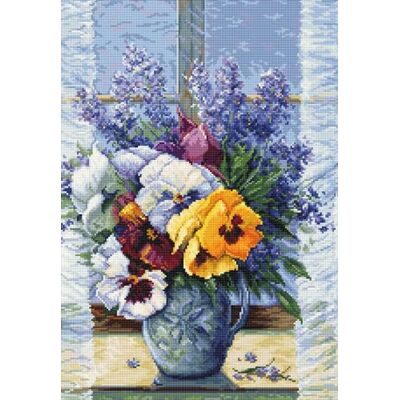 Luca-S Kreuzstich Stickpackung Blumenstrauß mit Stiefmütterchen Zählmuster Luca-S Kreuzstich Stickpackung Blumenstrauß mit Stiefmütterchen Zählmuster