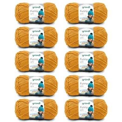 Gründl Wolle Funny uni Chenille Wolle 10 Knäuel 100 g, Senf Gründl Wolle Funny uni Chenille Wolle 10 Knäuel 100 g, Senf