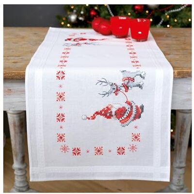 Vervaco Stickerei Weihnachten Stickerei Kits Kreuzstich Tischläufer DIY Set, Tischdecke zum Besticken mit Bild auf Baumwolle und Stickgarn, 16 x 40 Zoll, Weihnachtsmann & Hirsch Vervaco Stickerei Weihnachten Stickerei Kits Kreuzstich Tischläufer DIY Set, Tischdecke zum Besticken mit Bild auf Baumwolle und Stickgarn, 16 x 40 Zoll, Weihnachtsmann & Hirsch