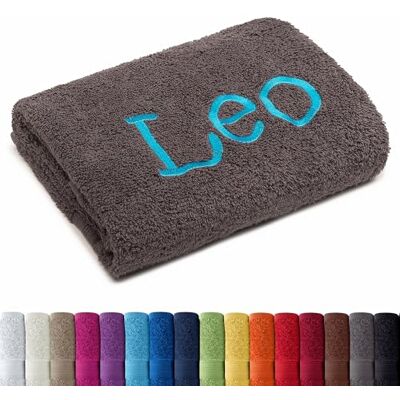 AR Line Besticken Sie Handtuch mit Namen oder mit Wunschtext Bestickt, Badetuch (100x150cm) in Anthrazit-Grau AR Line Besticken Sie Handtuch mit Namen oder mit Wunschtext Bestickt, Badetuch (100x150cm) in Anthrazit-Grau