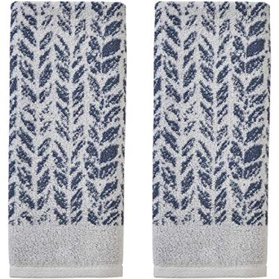 SKL Home Distressed Leaves Handtuch-Set aus 100% türkischer Baumwolle, Denim-blau, 16" x 26", 2 SKL Home Distressed Leaves Handtuch-Set aus 100% türkischer Baumwolle, Denim-blau, 16" x 26", 2
