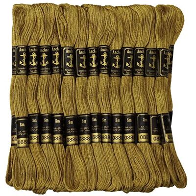 ANCHOR 25 x Stranded Baumwollkreuz-Heftung Hand Stickgarn Floss Skeins-Golden Green ANCHOR 25 x Stranded Baumwollkreuz-Heftung Hand Stickgarn Floss Skeins-Golden Green