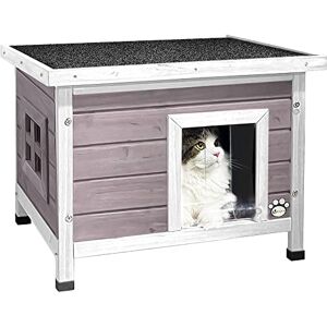 VOUNOT ® Katzenhaus aus Holz, Katzen Haus mit Asphaltdach, Katzenhütte für Draussen Outdoor 57 x 45 x 43 cm, Grau VOUNOT ® Katzenhaus aus Holz, Katzen Haus mit Asphaltdach, Katzenhütte für Draussen Outdoor 57 x 45 x 43 cm, Grau