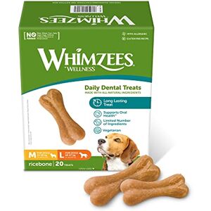 Whimzees Reisknochen M/L, 20 Stück – Größe M/L, Kaustangen für mittelgroße und große Hunde zur Zahnpflege, Getreidefrei, Natürlich, ohne Zuckerzusatz Whimzees Reisknochen M/L, 20 Stück – Größe M/L, Kaustangen für mittelgroße und große Hunde zur Zahnpflege, Getreidefrei, Natürlich, ohne Zuckerzusatz