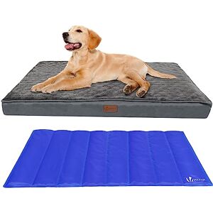 VOUNOT Orthopädisches Hundebett mit Abnehmbarer Kühlmatte, 2 in 1 Hundekissen Grosse Hunde, Waschbare Hundematte, Grau 115x81x9 cm VOUNOT Orthopädisches Hundebett mit Abnehmbarer Kühlmatte, 2 in 1 Hundekissen Grosse Hunde, Waschbare Hundematte, Grau 115x81x9 cm