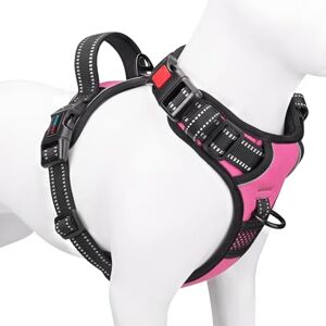 PHOEPET Mittel Pink Reflektierende Hundegeschirr - Kein Ziehen, Einfach zu verwenden PHOEPET Mittel Pink Reflektierende Hundegeschirr - Kein Ziehen, Einfach zu verwenden