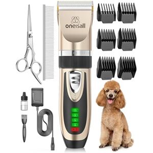 oneisall Leise Hundeschermaschine, 2000mAH 4h Laufzeit Schermaschine Katze Hunde dichtem Fell, Hunde Haarschneidemaschine Tierhaarschneidemaschine Hunderasierer Langhaar(Gold) oneisall Leise Hundeschermaschine, 2000mAH 4h Laufzeit Schermaschine Katze Hunde dichtem Fell, Hunde Haarschneidemaschine Tierhaarschneidemaschine Hunderasierer Langhaar(Gold)