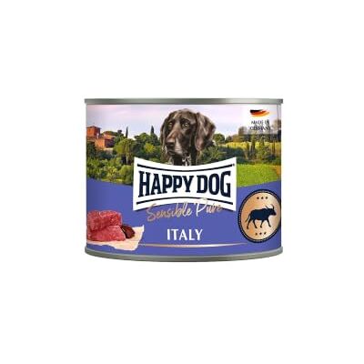 Happy Dog Sensible Pure Italy Büffel Nassfutter, 6x200 g Monoprotein Monoprotein-Nassfutter mit 70 % reinem Büffel, getreide- und sojafrei, Rezeptur ohne Zuckerzusatz, für sensible Hunde Happy Dog Sensible Pure Italy Büffel Nassfutter, 6x200 g Monoprotein Monoprotein-Nassfutter mit 70 % reinem Büffel, getreide- und sojafrei, Rezeptur ohne Zuckerzusatz, für sensible Hunde