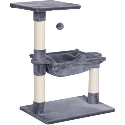 PawHut Kratzbaum 70 cm Kleiner Katzenturm, für kleine Katzen, Grau Mit Plüschball, Sisalsäule, Große Plattform, Hängematte, Katzenkratzbaum, Kletterbaum PawHut Kratzbaum 70 cm Kleiner Katzenturm, für kleine Katzen, Grau Mit Plüschball, Sisalsäule, Große Plattform, Hängematte, Katzenkratzbaum, Kletterbaum