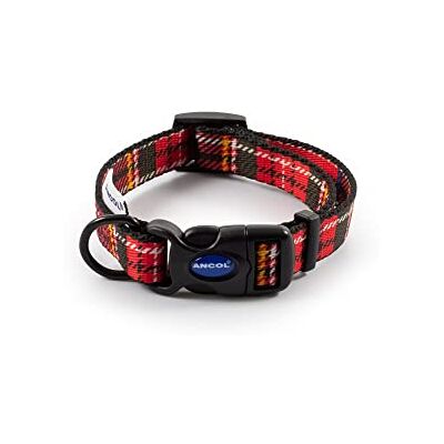 Ancol Verstellbares Nylon-Hundehalsband, Schottenkaro, Rot, weiches Polyester, Bedruckt, langlebig, bequem, Halsband-Befestigungen für Haustiere, Welpen, 20–30 cm Ancol Verstellbares Nylon-Hundehalsband, Schottenkaro, Rot, weiches Polyester, Bedruckt, langlebig, bequem, Halsband-Befestigungen für Haustiere, Welpen, 20–30 cm
