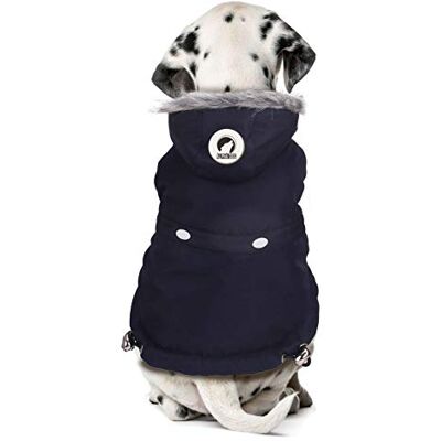 Alpha AB1630 Canada Blauer Hundemantel, Größe M, 30 cm, mit Kapuze Alpha AB1630 Canada Blauer Hundemantel, Größe M, 30 cm, mit Kapuze