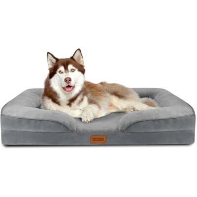 Nobleza Orthopädisches Hundebett Grosse Hunde,135x107x17cm, Memory Foam Hundekorb Mittelgroße Hunde, Waschbar Hundesofa Wasserdicht rutschfest, Hundecouch mit Hohem Rand, kleine Hundematratze, Grau Nobleza Orthopädisches Hundebett Grosse Hunde,135x107x17cm, Memory Foam Hundekorb Mittelgroße Hunde, Waschbar Hundesofa Wasserdicht rutschfest, Hundecouch mit Hohem Rand, kleine Hundematratze, Grau