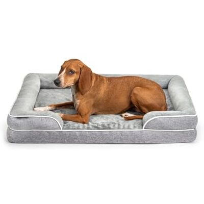 lionto orthopädisches Hundebett + erhöhter Rand, 97x71x17 cm, Hundekissen robust mit weichem Flanell, Bezug abnehmbar & waschbar, rutschfest, für kleine & große Hunde + Katzen, grau lionto orthopädisches Hundebett + erhöhter Rand, 97x71x17 cm, Hundekissen robust mit weichem Flanell, Bezug abnehmbar & waschbar, rutschfest, für kleine & große Hunde + Katzen, grau