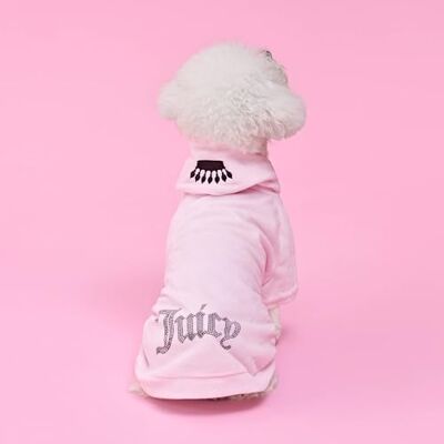 Juicy Couture Bling Velours-Haustier-Kapuzenpullover, Rosa, Größe M/L (3,2–5,4 kg), Haustier-Kapuzenpullover für kleine Hunde oder Katzen Juicy Couture Bling Velours-Haustier-Kapuzenpullover, Rosa, Größe M/L (3,2–5,4 kg), Haustier-Kapuzenpullover für kleine Hunde oder Katzen