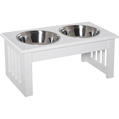 PawHut Erhöhter Hundenapf Hundebar für Mittlere Hunde 2x900ml Weiß PawHut Erhöhter Hundenapf Hundebar für Mittlere Hunde 2x900ml Weiß