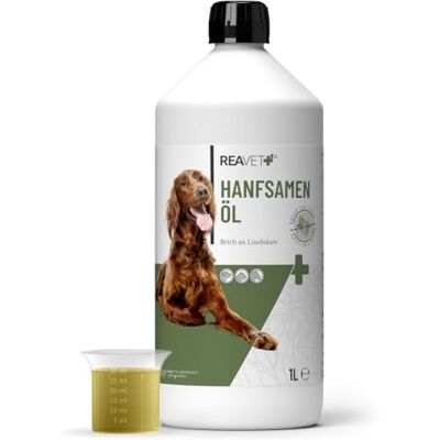 ReaVET kaltgepresstes Hanfsamenöl 1L für Hunde, Katzen & Pferde – 100% reines Barf-Öl ohne Zusätze – Naturreines Futteröl & Ergänzungsfuttermittel zur täglichen Fütterung ReaVET kaltgepresstes Hanfsamenöl 1L für Hunde, Katzen & Pferde – 100% reines Barf-Öl ohne Zusätze – Naturreines Futteröl & Ergänzungsfuttermittel zur täglichen Fütterung