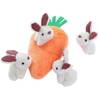 Amazon Quietschendes Hundespielzeug aus Plüsch zum Verstecken Spielen, Hase und Karotte, 5er-Pack, Orange und Weiß Amazon Quietschendes Hundespielzeug aus Plüsch zum Verstecken Spielen, Hase und Karotte, 5er-Pack, Orange und Weiß