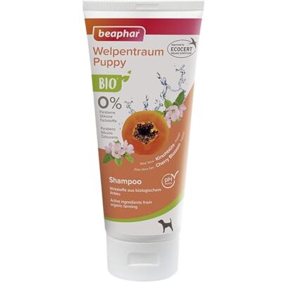 Beaphar 17739 Bio Shampoo Welpentraum für Hundewelpen, angereichert mit Kirschblüten und Papaya aus biologischem Anbau, 200 ml, Weiß Beaphar 17739 Bio Shampoo Welpentraum für Hundewelpen, angereichert mit Kirschblüten und Papaya aus biologischem Anbau, 200 ml, Weiß