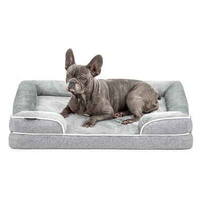 lionto orthopädisches Hundebett + erhöhter Rand, 89x63x17 cm, Hundekissen robust mit weichem Flanell, Bezug abnehmbar & waschbar, rutschfest, für kleine & große Hunde + Katzen, grau lionto orthopädisches Hundebett + erhöhter Rand, 89x63x17 cm, Hundekissen robust mit weichem Flanell, Bezug abnehmbar & waschbar, rutschfest, für kleine & große Hunde + Katzen, grau