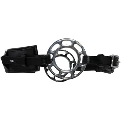 AMKA Hackamore, Nasenriemen, Kinnriemen Leder verstellbar, schwarz, mit Glücksrad AMKA Hackamore, Nasenriemen, Kinnriemen Leder verstellbar, schwarz, mit Glücksrad