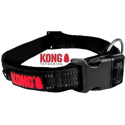 KONG Nylon Hundehalsband für große Hunde I Größe L I größenverstellbares Halsband Hund in schwarz I gepolstertes Halsband für Hunde mit Verschluss-Schnalle I reflektierendes Hundehalsband Nylon KONG Nylon Hundehalsband für große Hunde I Größe L I größenverstellbares Halsband Hund in schwarz I gepolstertes Halsband für Hunde mit Verschluss-Schnalle I reflektierendes Hundehalsband Nylon