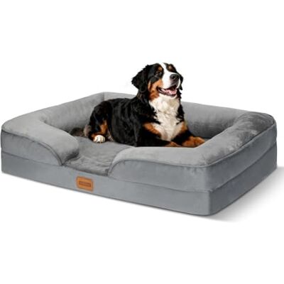 Nobleza Orthopädisches Hundesofa Hundebett für Große Hunde, mit Viskoelastischem Schaum, Waschbar & Wasserdicht, 135 * 107 * 17cm, Grau Nobleza Orthopädisches Hundesofa Hundebett für Große Hunde, mit Viskoelastischem Schaum, Waschbar & Wasserdicht, 135 * 107 * 17cm, Grau