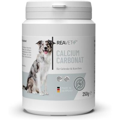 ReaVET Calcium Carbonat 250g für Hunde & Katzen natürliche Calciumquelle für Knochenaufbau & Gelenke I Calciumcarbonat, Ergänzungsfuttermittel für Hunde & Katzen ReaVET Calcium Carbonat 250g für Hunde & Katzen natürliche Calciumquelle für Knochenaufbau & Gelenke I Calciumcarbonat, Ergänzungsfuttermittel für Hunde & Katzen