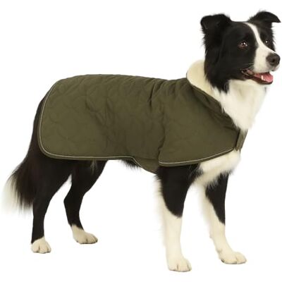 Flamingo Hundemantel Winter – Ushi Khaki – 50cm – warm & modisch – Polyester – wasserabweisend – Fleece-Innenfutter – Klettverschluss – reflektierend – Geschirröffnung Flamingo Hundemantel Winter – Ushi Khaki – 50cm – warm & modisch – Polyester – wasserabweisend – Fleece-Innenfutter – Klettverschluss – reflektierend – Geschirröffnung