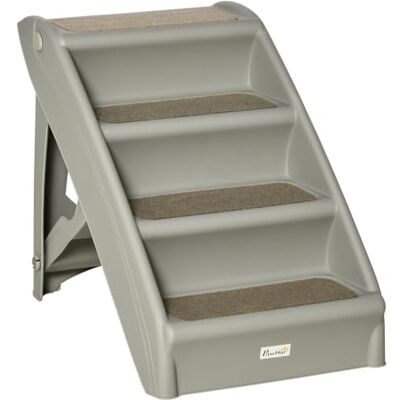 PawHut Klappbare Hundetreppe 4-stufig Dunkelgrau 62x38x49,5 cm Tragbare Haustiertreppe, für Katzen und kleine Miniaturhunde mit rutschfesten Matten PawHut Klappbare Hundetreppe 4-stufig Dunkelgrau 62x38x49,5 cm Tragbare Haustiertreppe, für Katzen und kleine Miniaturhunde mit rutschfesten Matten