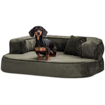 tierlando ® Orthopädisches Hundesofa Sharleen VISCO Plus Hundebett kuscheliger Teddystoff Größe: 100x80cm Farbe: 26 Olivgrün tierlando ® Orthopädisches Hundesofa Sharleen VISCO Plus Hundebett kuscheliger Teddystoff Größe: 100x80cm Farbe: 26 Olivgrün