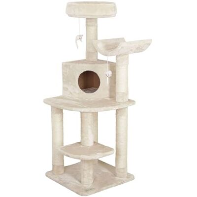 Kerbl Pet Eck-Kratzbaum Zirkonia, Katzenbaum, beige, 50x60x130cm, Holz, Plüsch, Sisal, Katzen, mit Zwei Plüsch-Mäusen Kerbl Pet Eck-Kratzbaum Zirkonia, Katzenbaum, beige, 50x60x130cm, Holz, Plüsch, Sisal, Katzen, mit Zwei Plüsch-Mäusen