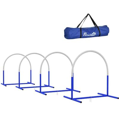 PawHut Hunde-Agility-Trainingsgeräte 4-Teilig Blau+Weiß 88x64x95 cm Hund Agility Set, Agilityset Für Ältere Hunde, Hundetrainigsset Mit Tragetasche PawHut Hunde-Agility-Trainingsgeräte 4-Teilig Blau+Weiß 88x64x95 cm Hund Agility Set, Agilityset Für Ältere Hunde, Hundetrainigsset Mit Tragetasche