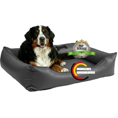 CopcoPet Orthopädisches Hundebett Grosse Hunde XXL – Waschbares Hundekissen 【Kunstleder】 Hundekorb aus Kunstleder Formstabiles Hundesofa Hundekörbchen mit Rand für Hunde, Dog Bed Grau 125x100 cm CopcoPet Orthopädisches Hundebett Grosse Hunde XXL – Waschbares Hundekissen 【Kunstleder】 Hundekorb aus Kunstleder Formstabiles Hundesofa Hundekörbchen mit Rand für Hunde, Dog Bed Grau 125x100 cm