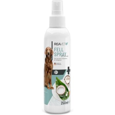 ReaVET Fellpflege Pflegespray Kokos 250ml Sanftes Fellspray für Hunde & Katzen, Entfilzungsspray & Kämmhilfe, mit Kokosspray mit Kokosöl ReaVET Fellpflege Pflegespray Kokos 250ml Sanftes Fellspray für Hunde & Katzen, Entfilzungsspray & Kämmhilfe, mit Kokosspray mit Kokosöl