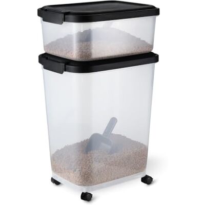 Amazon Tierfutterbehälter für, 15.8 kg + 4.5 kg,Transparent und Schwarz Amazon Tierfutterbehälter für, 15.8 kg + 4.5 kg,Transparent und Schwarz