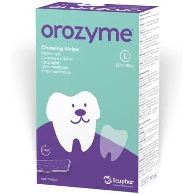 ecuphar Orozyme Kaustreifen Gr. L Für große Hunde ab 30 kg 141 g Ergänzungsfuttermittel Zur täglichen Zahnhygiene und Maulpflege Rinderhaut als Basis ecuphar Orozyme Kaustreifen Gr. L Für große Hunde ab 30 kg 141 g Ergänzungsfuttermittel Zur täglichen Zahnhygiene und Maulpflege Rinderhaut als Basis