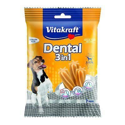Vitakraft Dental 3in1 Zahnpflege-Snack für Hunde von 5-10 kg 12x 7 Sticks Vitakraft Dental 3in1 Zahnpflege-Snack für Hunde von 5-10 kg 12x 7 Sticks