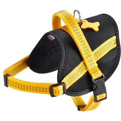 Bobby Easy Safe Hundegeschirr mit Medaille, Größe S, aus reflektierendem Nylon, mit Mantel, Verstellbarer Schnallenverschluss, Gelb, Größe Brustumfang 39-50 cm Bobby Easy Safe Hundegeschirr mit Medaille, Größe S, aus reflektierendem Nylon, mit Mantel, Verstellbarer Schnallenverschluss, Gelb, Größe Brustumfang 39-50 cm